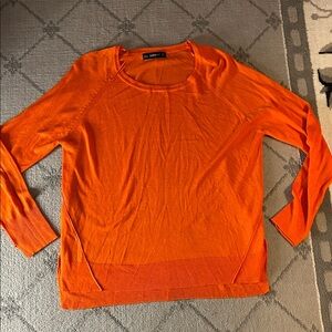 Zara Bright Orange Lightweight Crewneck Knit Jumper Sweater